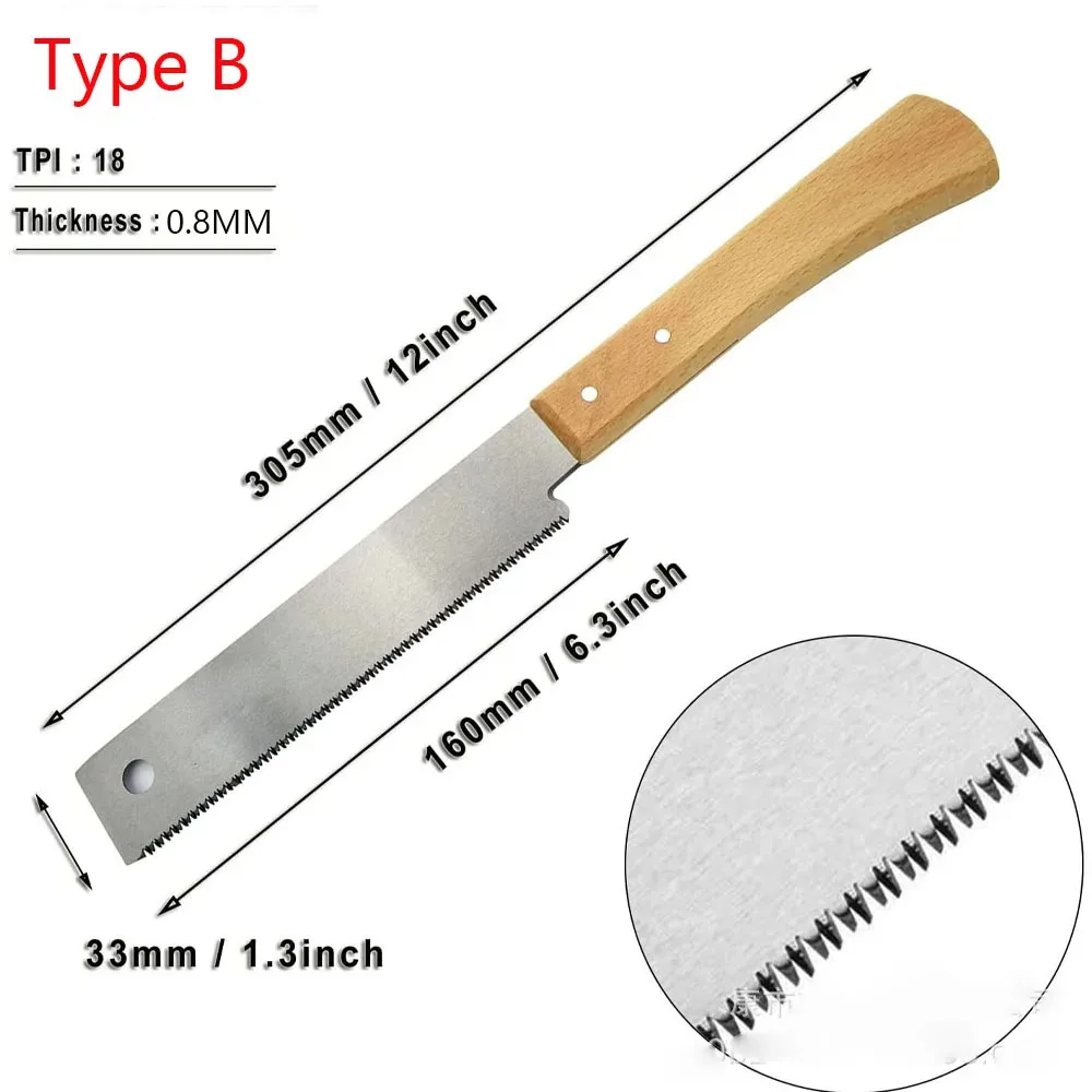 Hand Saw 1pc Japanese Saw 6 Inch Double Side Hand Pull Saw 14&17TPI SK-5 Steel Flexible Blade Flush Cut for Woodworking Household