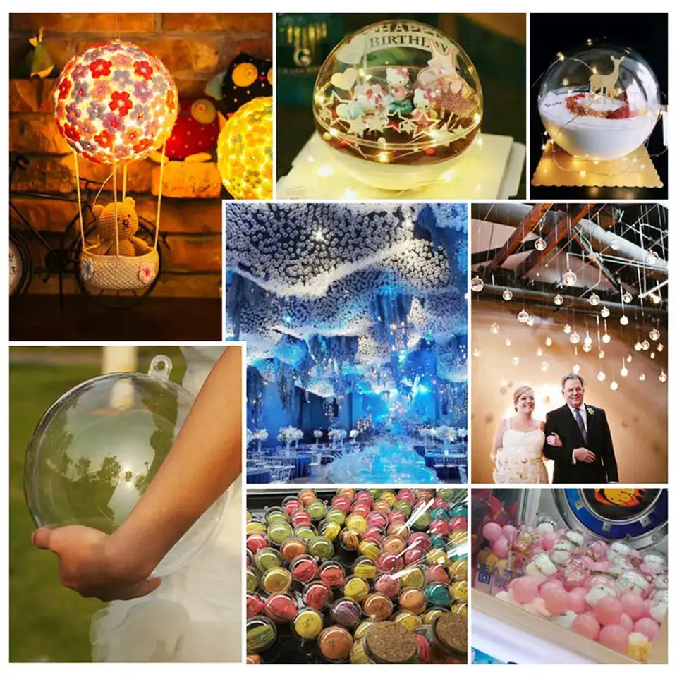10 stücke Ball 4/6/8 cm Transparent Offene Kunststoff Weihnachten Dekoration Ballon Acryl Klar Flitter DIY Ornament geschenk Geschenk Box Ball – Detail 36