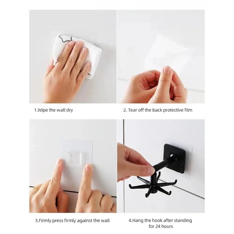 1/2Pack 360&deg; Rotated Rotatable Storage Spoon Hanger Non Punching Adhesive Hook Wall Mounted Kitchen Suction Cup Storage Rack