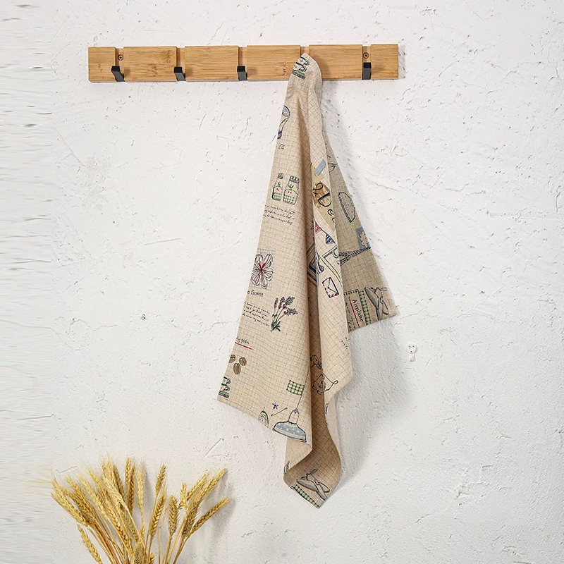

2pcs Linen Cotton Wipe Hand Towel French Style Soft Thicken Envelope Printing Antibacterial Children Towels Kitchen Bathroom