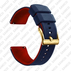 Enhanced Quick Release Silicone Watch Strap - Premium Rubber Band Replacement - 22mm (Dark Blue Red 3)