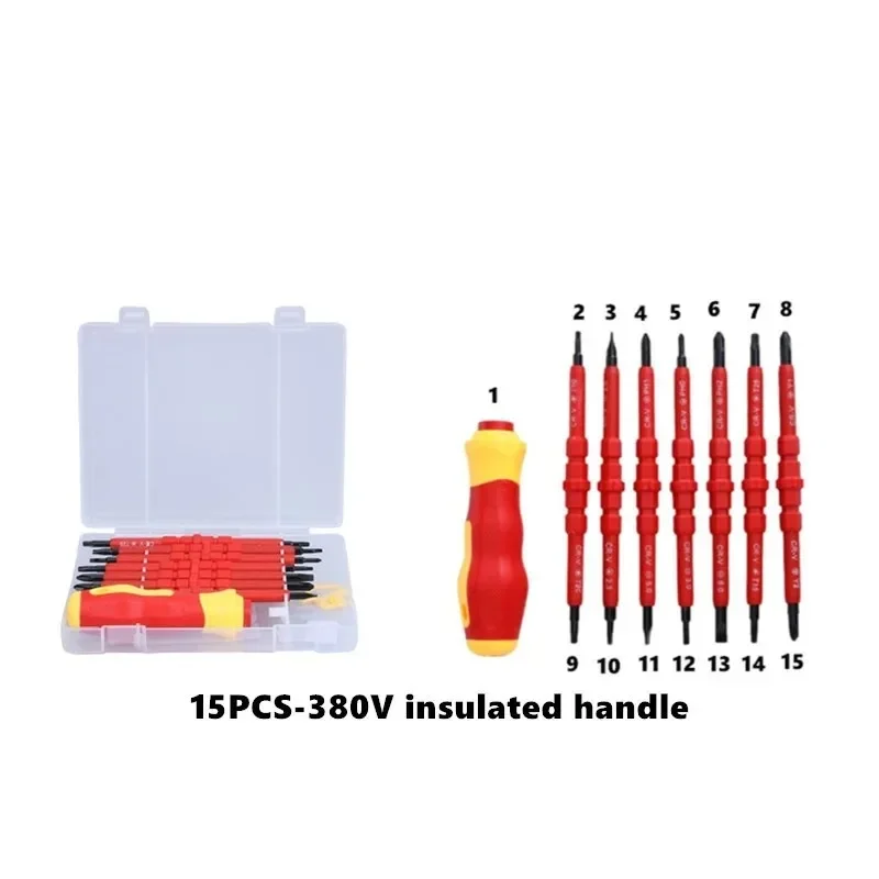 380V/8PCS 1000V Changeable Insulated Screwdriver Set And Magnetic Slotted Bits Repair Tool Electrician Tools отвертка z type slotted screwdriver magnetic tip screw driver repair tool hand tools screwdrivers nutdrivers accessories 6mm