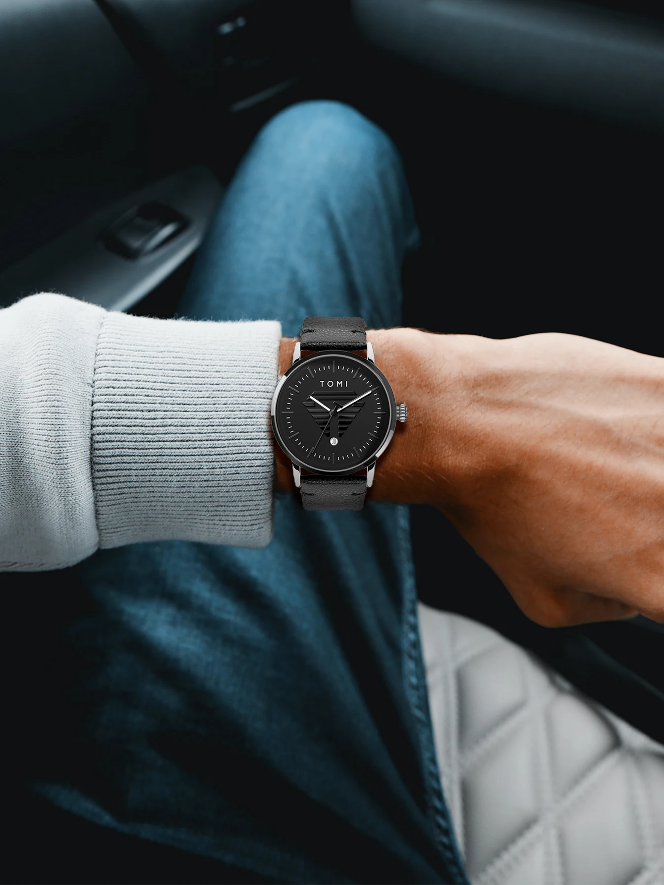 TOMI Men's Watch Minimalist Casual Business Quartz Watch Luxury Fashion Men's Leather Quartz Watch Clock Gift