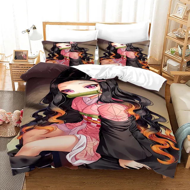 Conjunto de cama caçador de demônios 3D anime jogo de cama para cama de  casal queen size - 1 capa de edredom + 1/2 capa de almofada - Conjuntos de  capa de