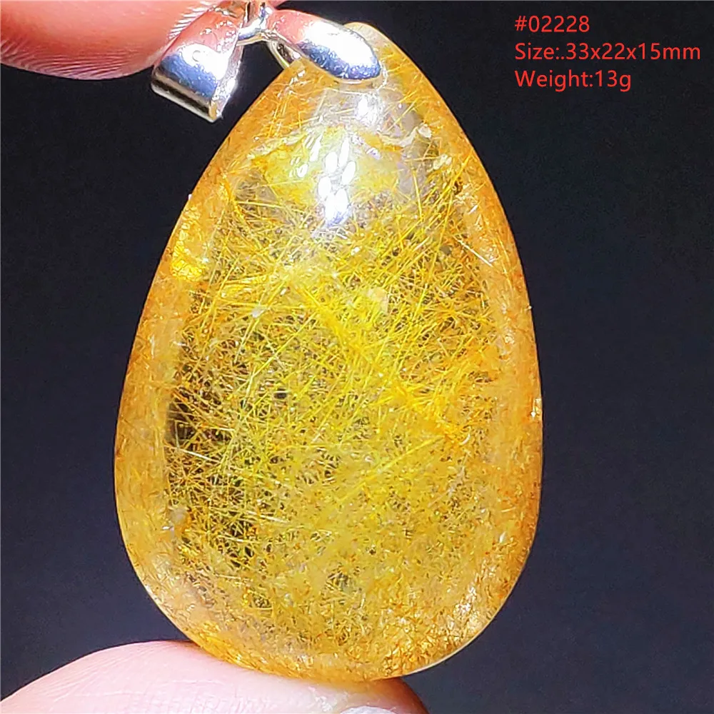 Natural Copper Rutilated Quartz Water Drop Pendant Brazil Jewelry Crystal Wealthy Rare Gold Rutilated Necklace Beads pendant necklace