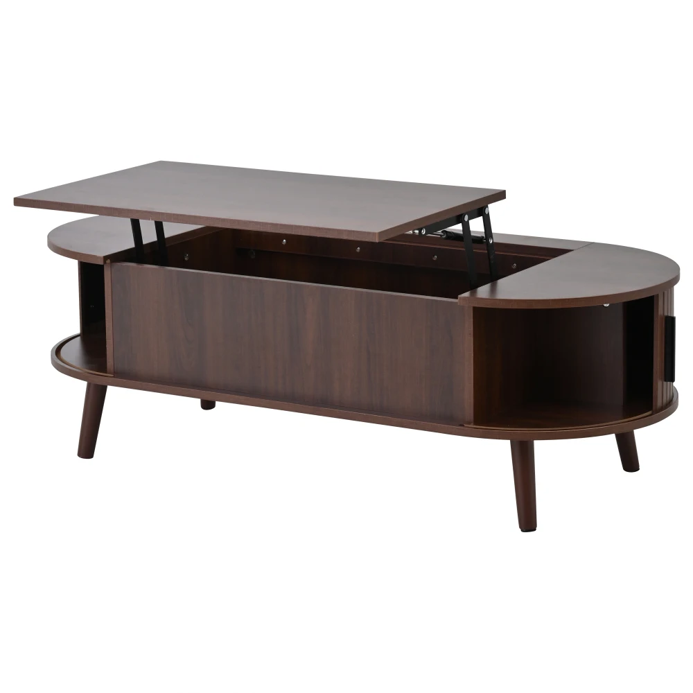 Moderner Couchtisch mit aufklappbarer Tischplatte, 120 x 50 x 39,5 cm, höhenverstellbar auf 53,5 cm, Wohnzimmertisch mit verstecktem Stauraum, Sofa-Beistelltisch – Detail 18