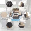 Patio Furniture Set Sectional Sofa Sets Brown PE Rattan Patio Conversation Set w/12 Khaki Seat, Garden Sofas 4