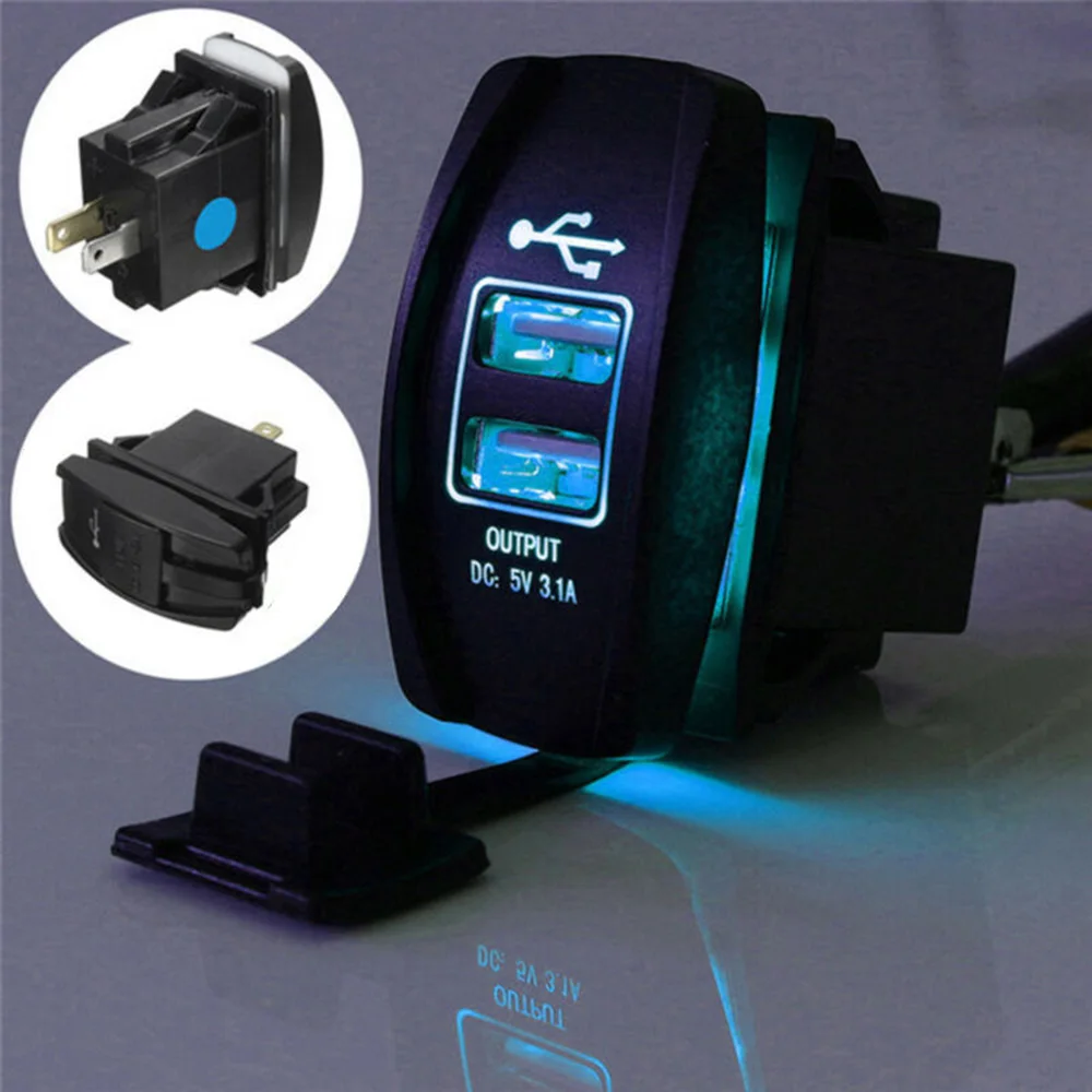 

Двойное зарядное устройство USB 3,1, Carling ARB Rocker, огнестойкий пластиковый переключатель, синяя светодиодный ная подсветка, автомобильная лодка,...