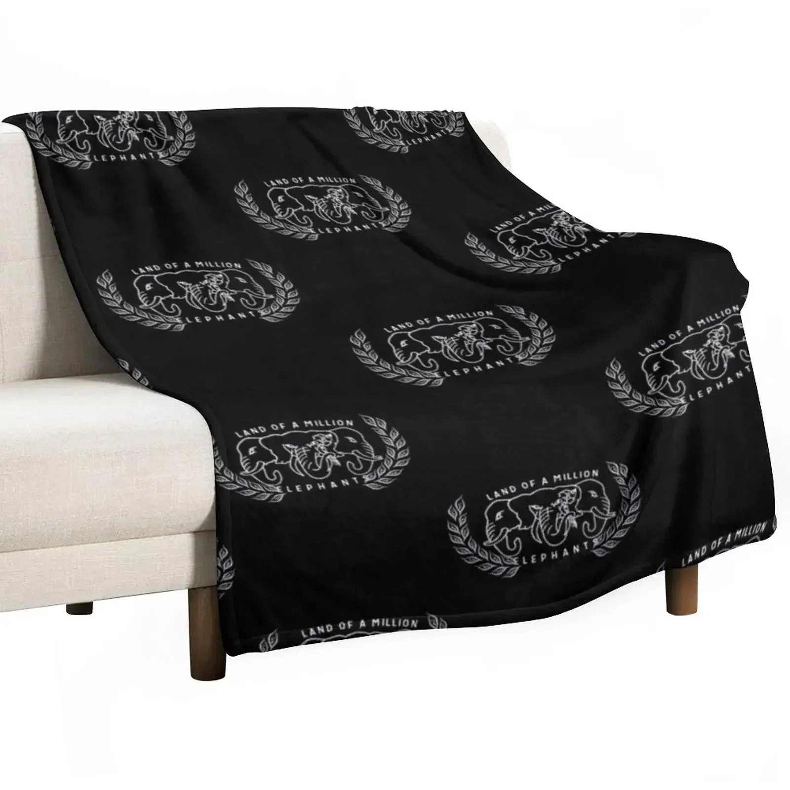 

Land of a Million Elephants in Black Throw Blanket Stuffeds Flannels Blankets