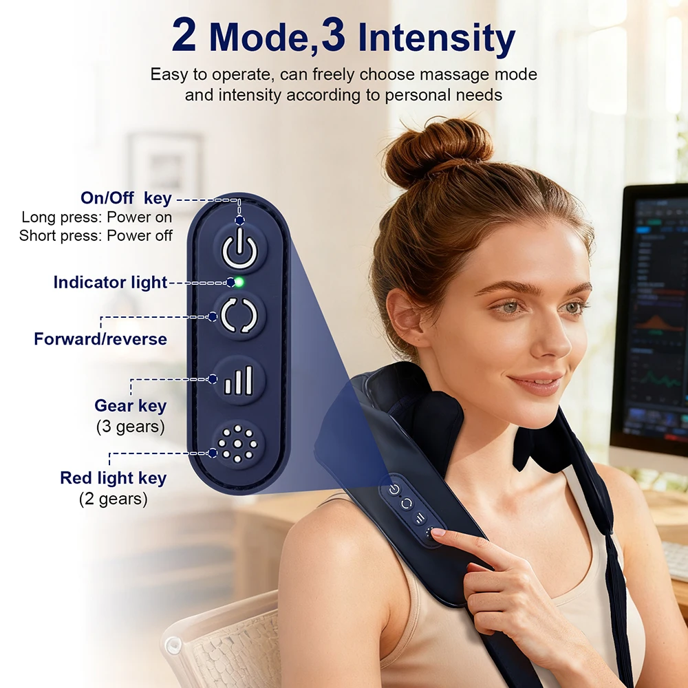 Upgarded 10-head Trapezius Massager Wireless Neck And Back Massager Hot Compress Electric Cervical Relieve Fatigue Relax Muscles