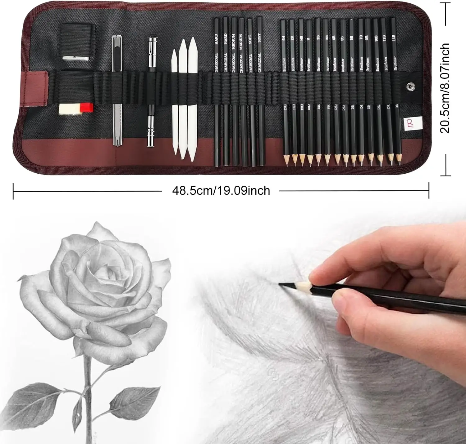 Drawing Pencils Sketch Pencil Art Supplies Set For Adults Beginners Professional Sketching Art Graphite Charcoal Blending Stump 3