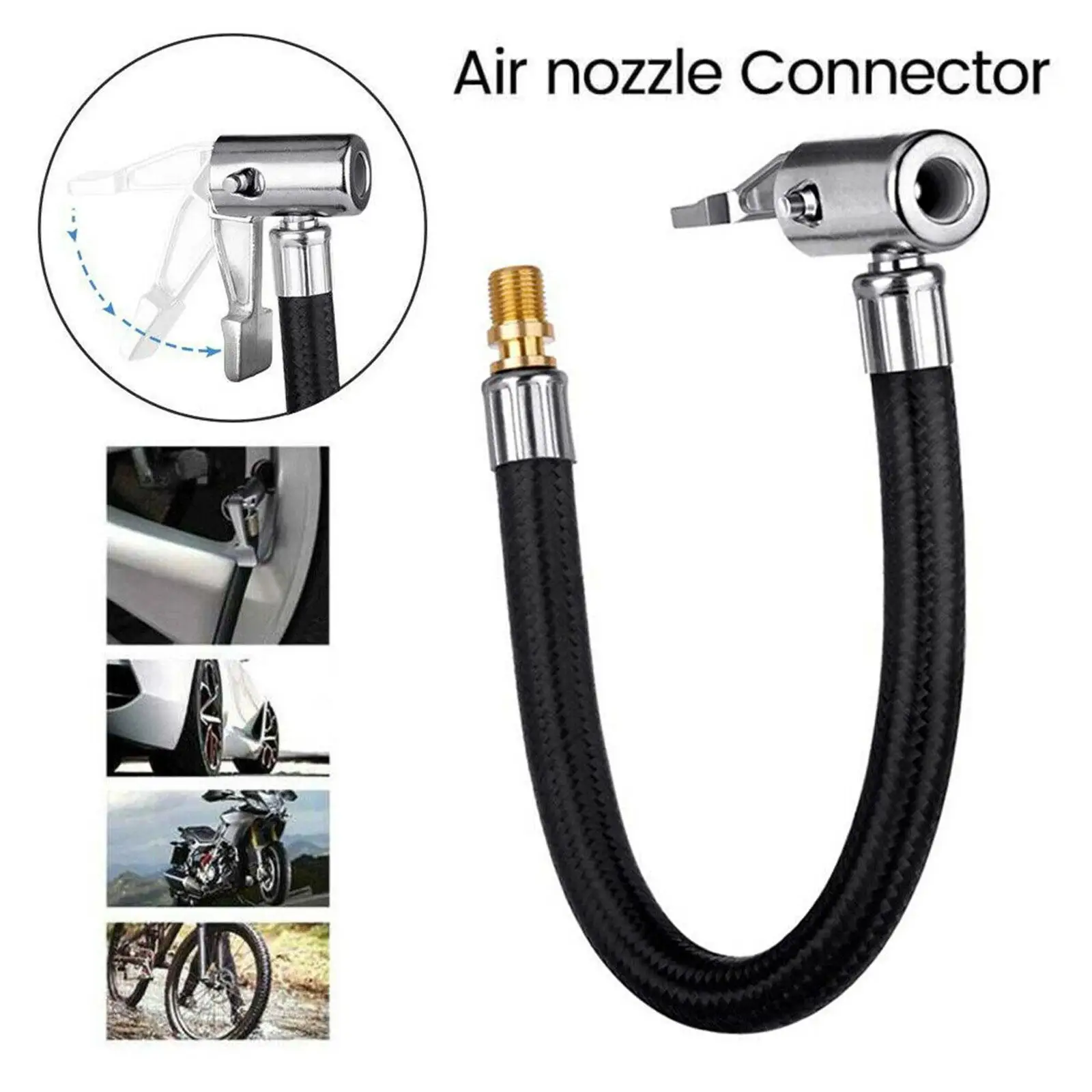 

Powstation 10 Cm Car Tyre Inflator Hose Deflated Tyre Tube Air Hose Extension Tube Air Pump Adapter Pump Hand I1M2