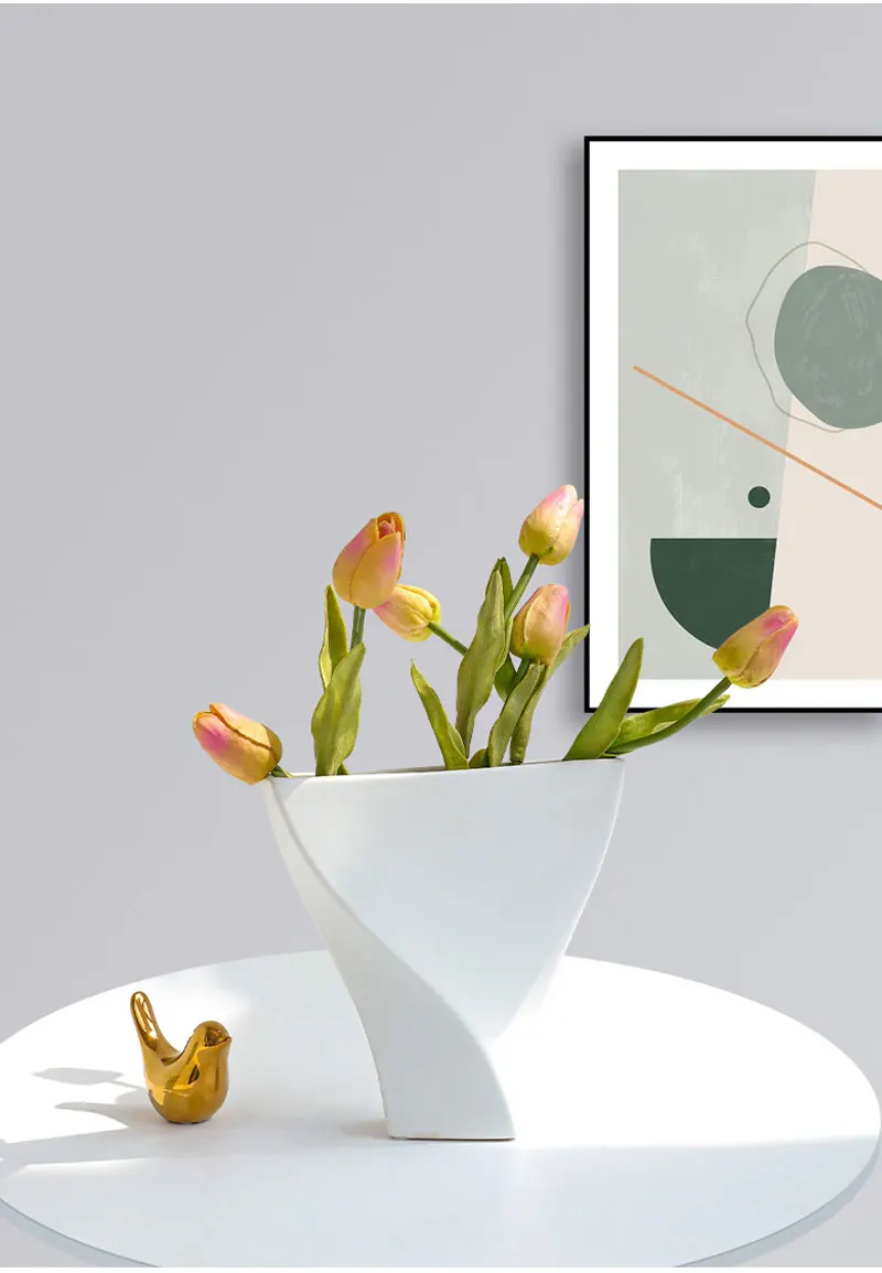 Nordic Instagram Black and White Ceramic Vase Ornaments Living Room Bedroom Dining Table Flower Arrangement Container Decoration