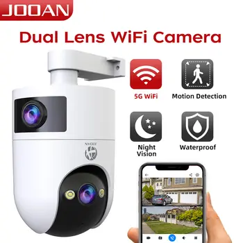 JOOAN 4K Wifi Surveillance Camera Outdoor Dual Lens Dual Screen Auto Tracking PTZ IP Camera Night Vision Security Protection Camera