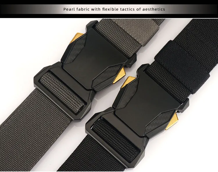 Echter taktischer Gürtel, Schnellverschluss, Outdoor-Gürtel, weiches echtes Nylon, Sportzubehör, schwarzer Gürtel für Männer und Frauen – Detail 2