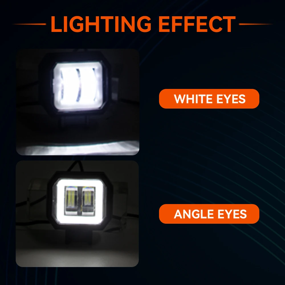 LED Fog Lamp with Square or Round Headlight for Vehicles and Electric Scooters, Arctic 12-24V, Enhanced Visibility Lenses