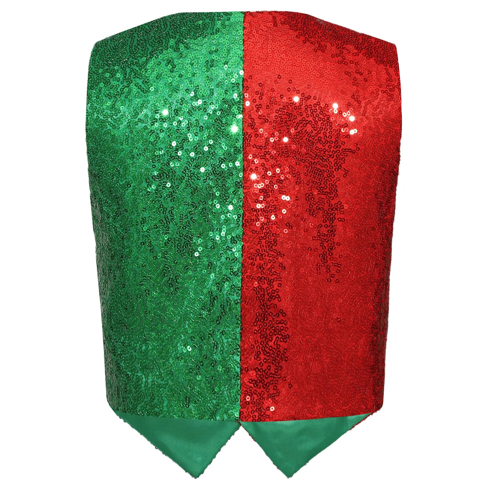 Kids Boys Christmas Sequin Vest Halloween Waistcoat Theme Party Circus Magic Show Cosplay Costume Xmas Elf Santa Clause Dress Up