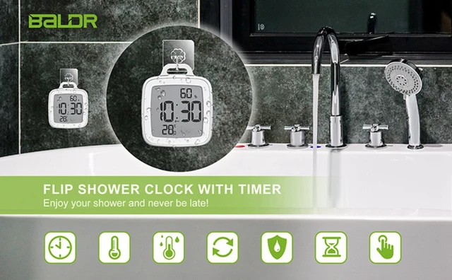 LCD Screen Wasserdichte Digital Bad Wanduhr Temperatur Feuchtigkeit Meter  Countdown-Zeit Flip Dusche Uhren Mit Haken Timer - AliExpress