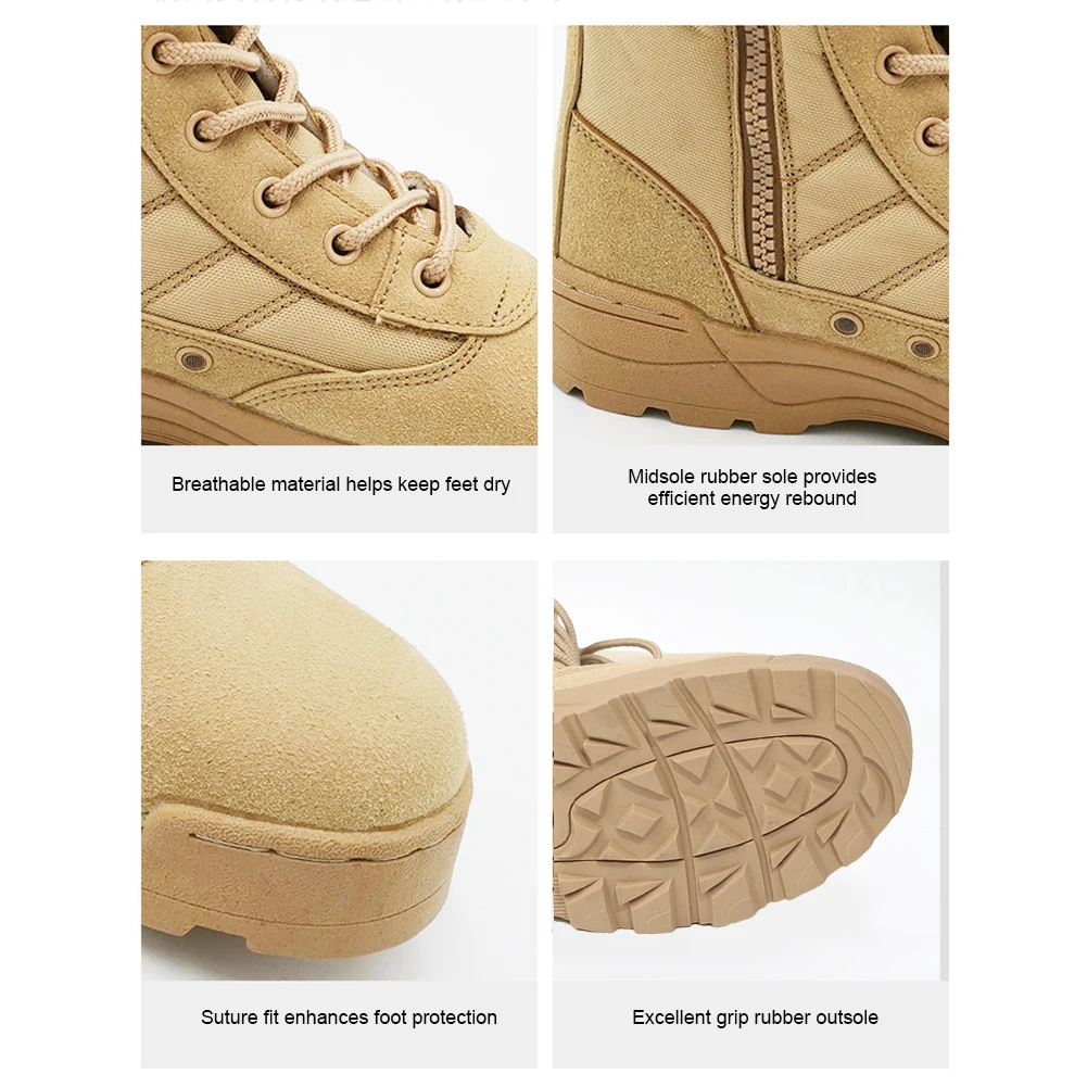 Desert Combat Boots Lace Up Combat Boots Breathable Winter Tactical Boots High-top Lightweight Non-Slip for Men