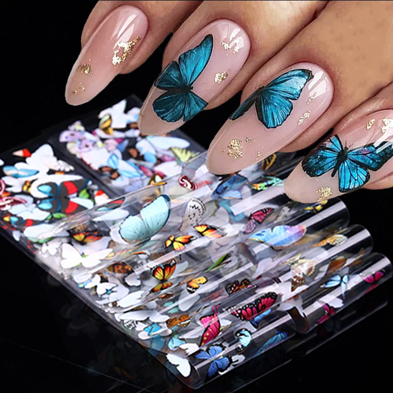 10pcs/Set Nail Butterfly Desing Foil Flower Lace Series Stickers Decals Sliders Wraps Manicure For Summer Art Decor |