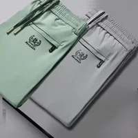 High Elastici Silk Men's Casual Pants Thin Ice Silk Qui Dry Nine Points Summer Faionable Ci Sle Straight Leg Trousers