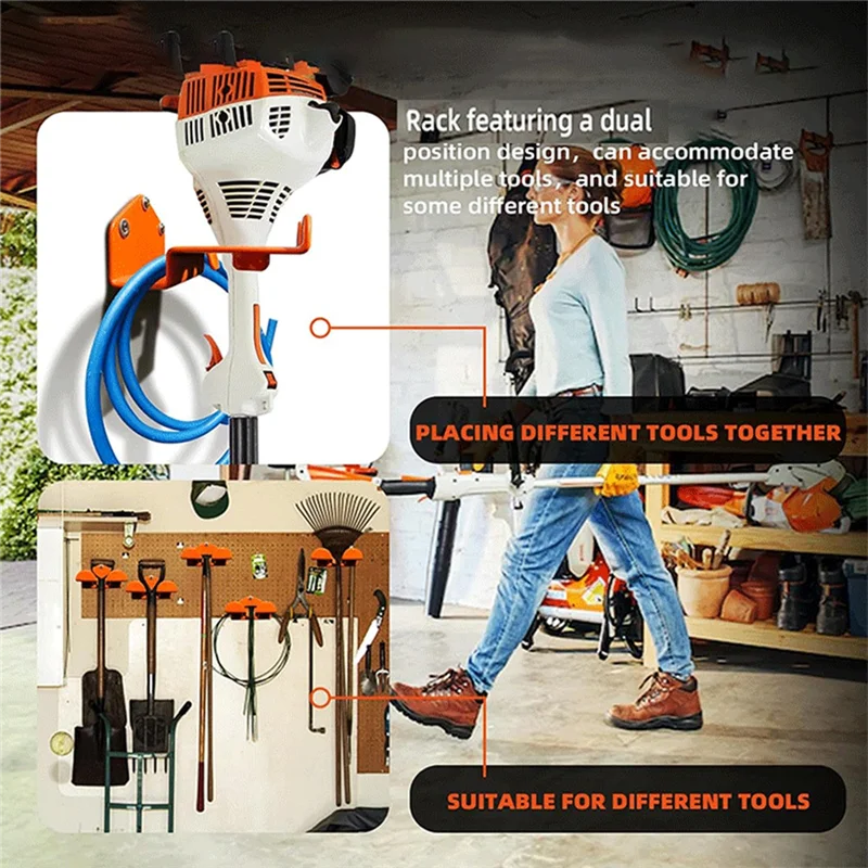 HOT-Garage Wall Hooks 2Pcs Garage Hooks Utility Double Heavy Duty Wall Mount Garage Storage Organization Tool Hangers