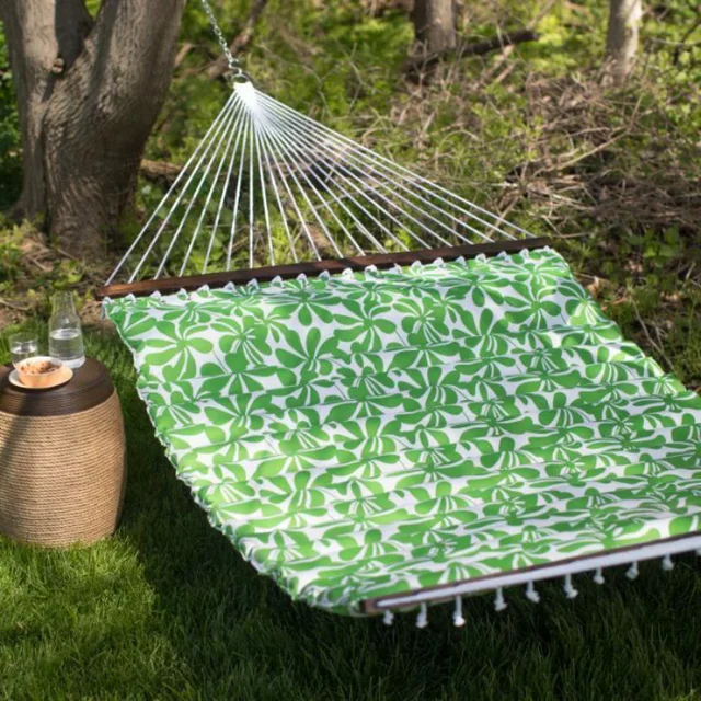 Coral Coast Garden Bloom 2 Person Hammock with Pillow, Spring Green Color, Product Assembled Size 11.65ft L x 4.5ft W 1