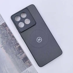 Sleek Magnetic Carbon Fiber Texture Phone Case with Wireless Charging Capability - Edge60S (Gray)