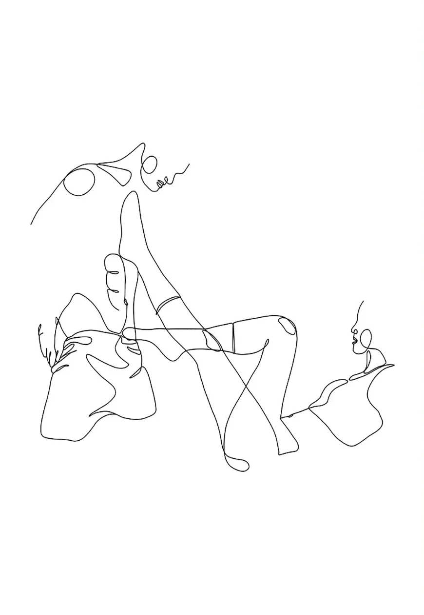 thumbnail image 1 of Póster abstracto de dibujo de una línea de pareja de amor, posturas especiales para hombre y mujer, pintura en lienzo, arte minimalista para pared, imagen para decoración del hogar, 1 of 5