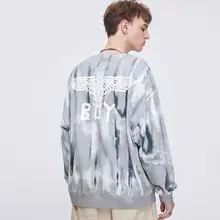 

Boy London Men's Hooded Sweater Fashion Men's and Women's Cotton Pure Cotton Gray Tie-dye Digital Printing Round Neck Sweater