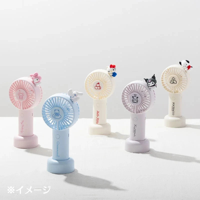 

Japan Sanrio Original Handheld Fan Handheld Fan with Stand Melody Kuromi Cinnamoroll Anime Figures Model Toys for Children