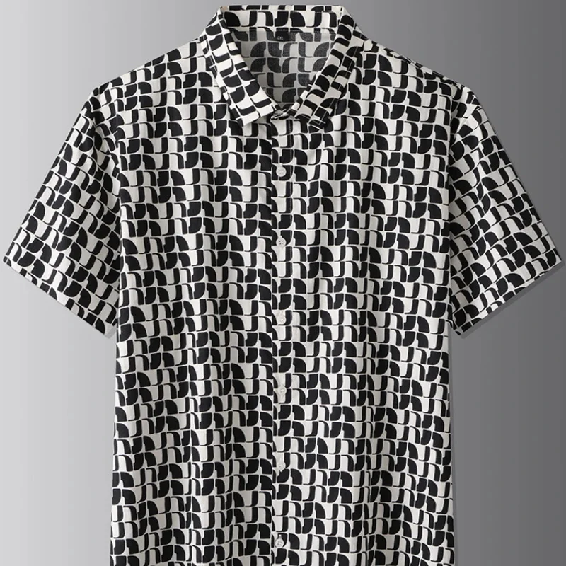 

7XL Summer 100% Cotton s Men Short Sleeved Floral Extra Large Size Loose Casual Male Top Trend Men's Shirt FCY