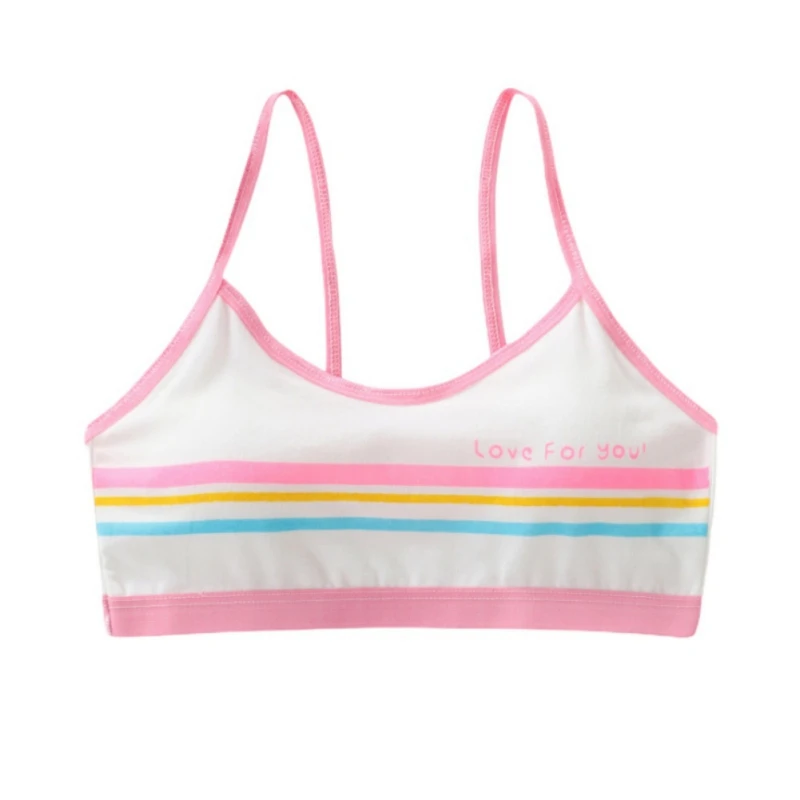 Cute Teenager Girls Cotton Bra Children Underwears Young Girls Wireless Solid Color Bras Kids Sports Training Bra Vest Tops