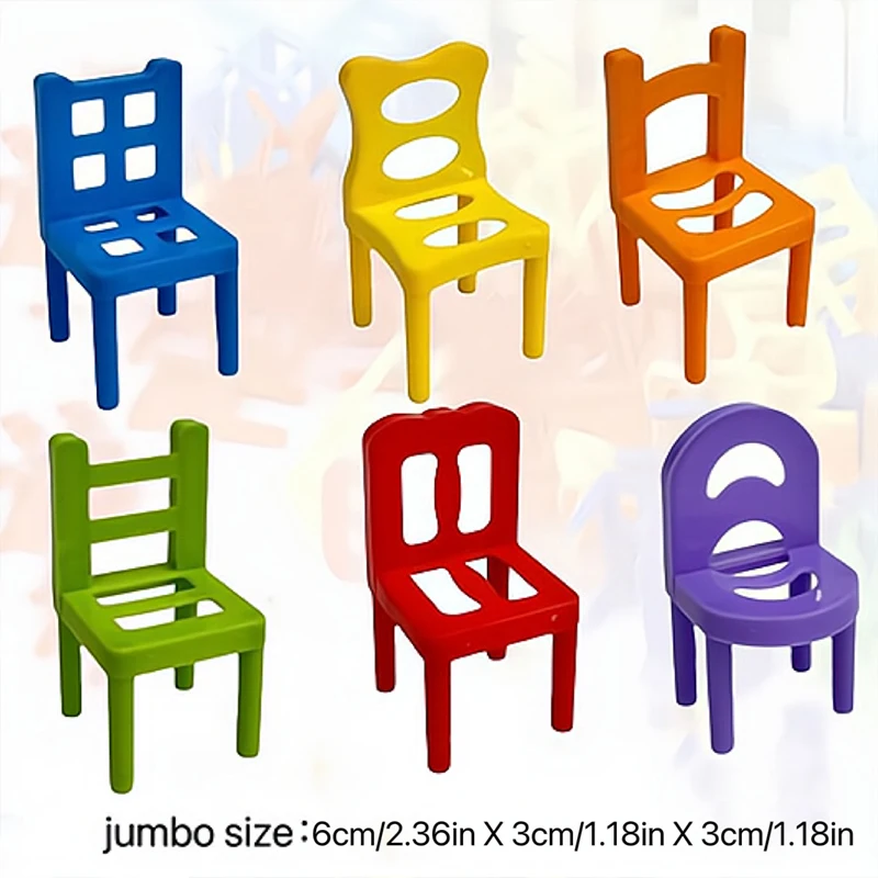 24pcs 2.36-Inch Stacked Chairs Building Blocks Stacked Chairs Parent-Child Gatherings Interactive Stress Relieving Random Shapes 2