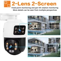 8MP 4K double objectif POE caméra IP PTZ double écran maison intelligente 360 °   Caméra IP de vidéosurveillance filaire détection de mouvement CCTV ICsee 2