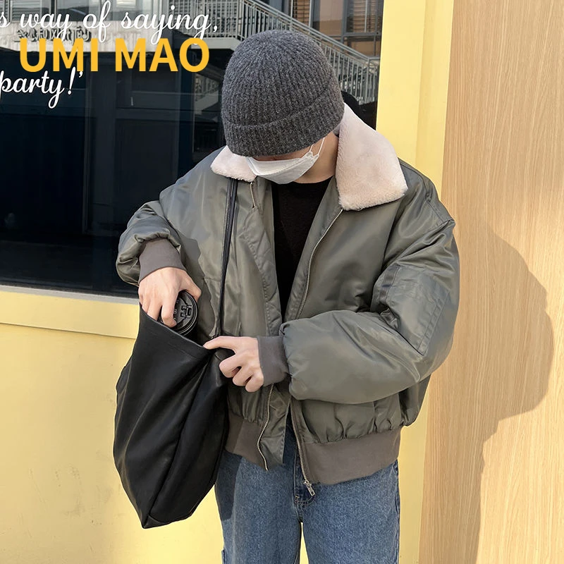 

UMI MAO Yamamoto Dark Style Lamb Wool Jacket Winter New Loose Casual Warm Couple Clothing Unisex Coat For Men And Women Y2K