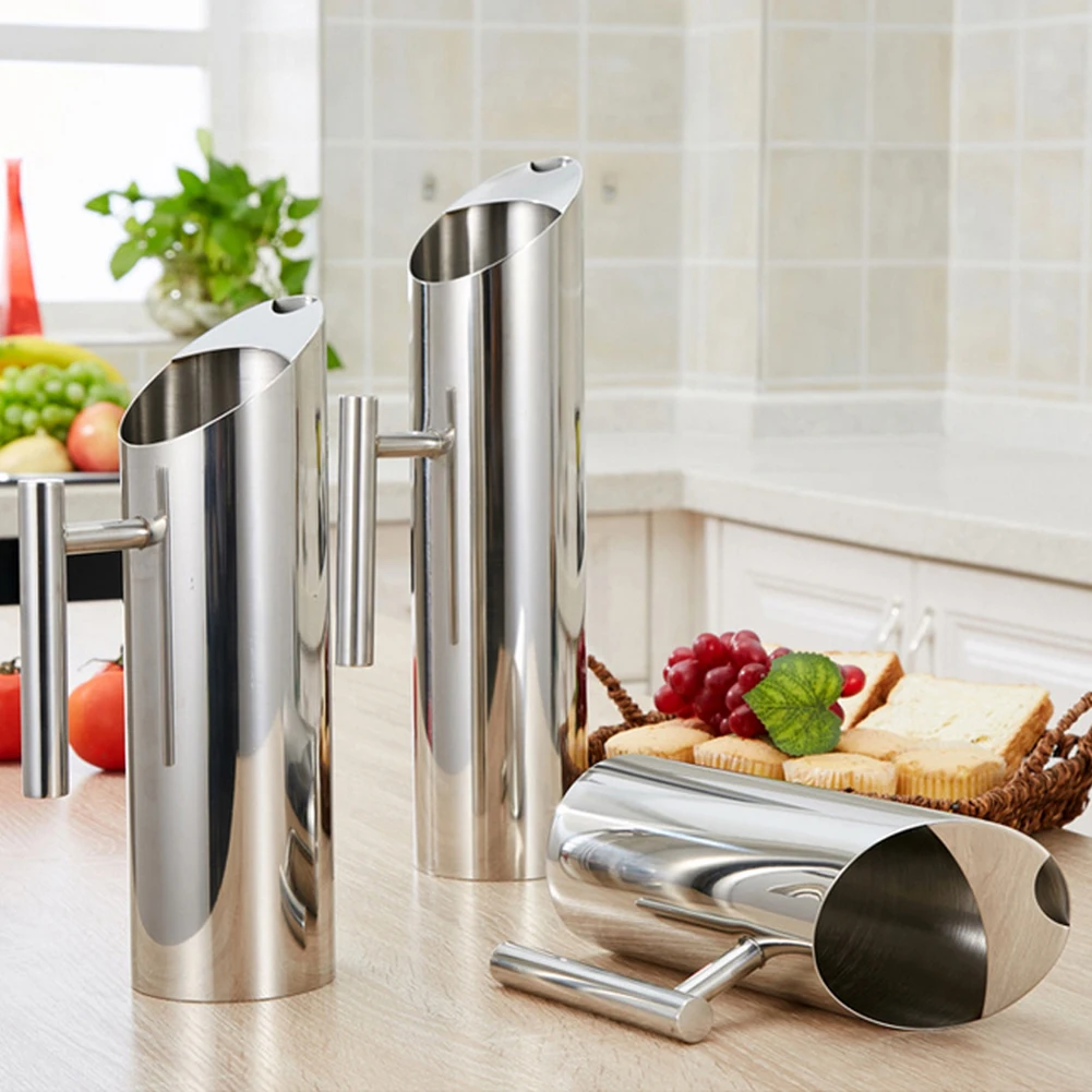 1/2L Pitcher Pot Stainless Steel Kitchen Cold Wine Pitcher Pot Jug Kettle Home Bar Hotel KTV Wine Juice Water Jug Drinking Tool
