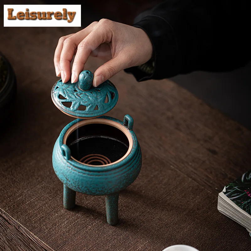 High Legged Lotus Ceramic Plate Incense Holder Water Fountain Decoration Incense Burners Meditation Censer Tea Items Decoration