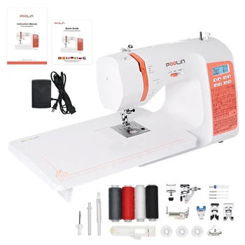 POOLIN EOC02 Computerized Sewing Machine, Heavy Duty Home Use with 200 Built-in Stitches & Portable Handle 3