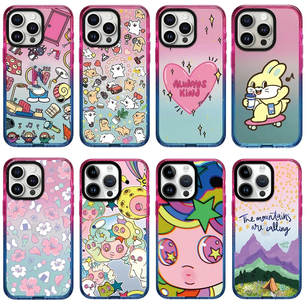 

2.0 Acrylic Colorful Border Cartoon Heart Pattern iPhone 11 12 13 14 15 Pro Max Protective Case