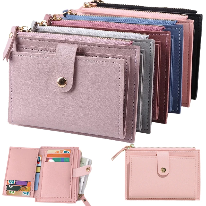 

PU Leather Hasp Wallet Women Credit Wallets ID Card Holder Multi-slot Mini Simple Purse Female Mini Casual Coin Zipper Purse