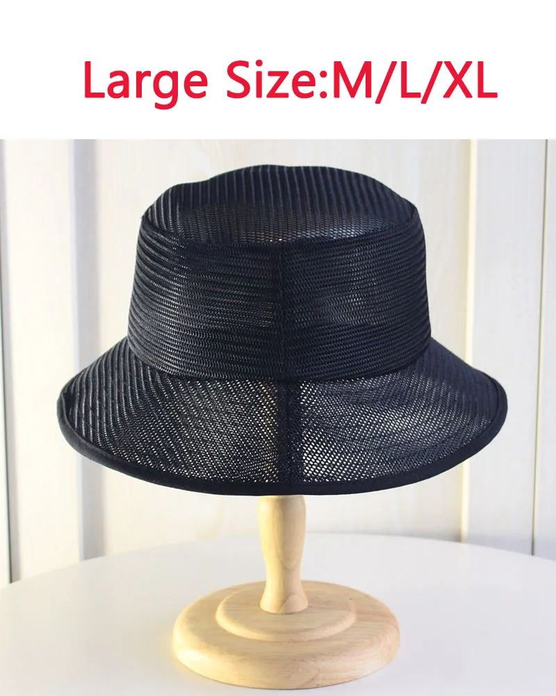 Big Size Mesh Fisherman Hats for Men Wide Brim Hat Men's Cap Solid Color  Cool Breathable Panama Hats Sunshade Summer Bucket Hat