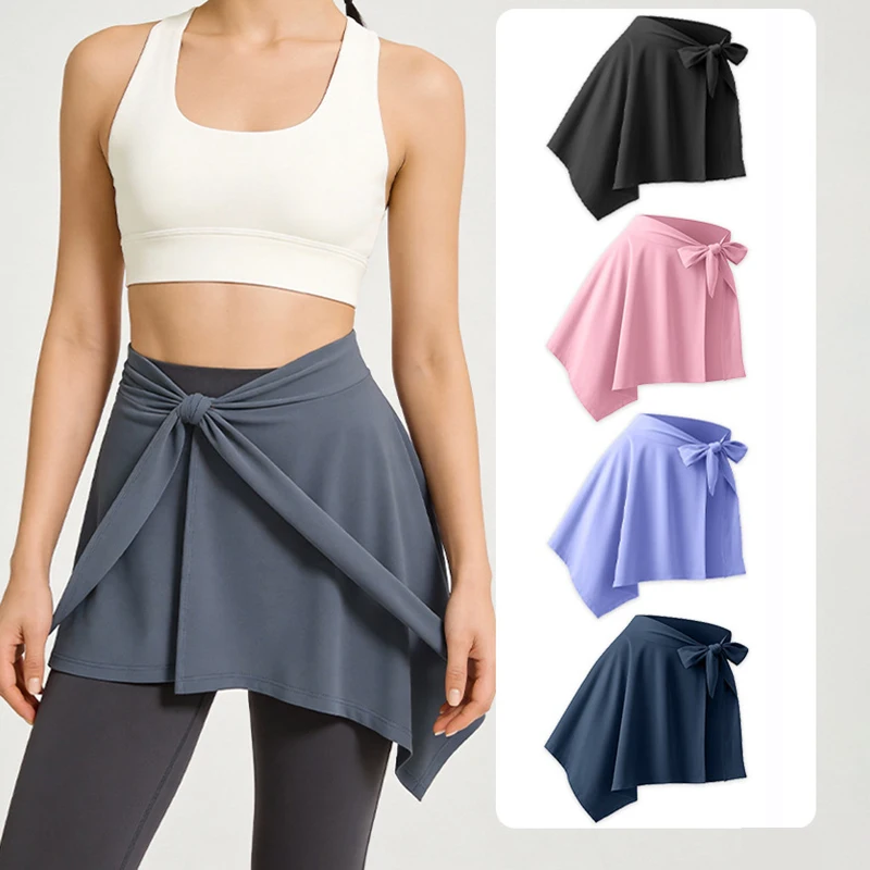 Yoga Women Short Skirt Fitness Dance Workout Wrap Skirt Pilates Anti-Peek Ballet College Girl Hip Covering Quick-Dry Gym Skirt 1