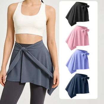 Yoga Women Short Skirt Fitness Dance Workout Wrap Skirt Pilates Anti-Peek Ballet College Girl Hip Covering Quick-Dry Gym Skirt 1
