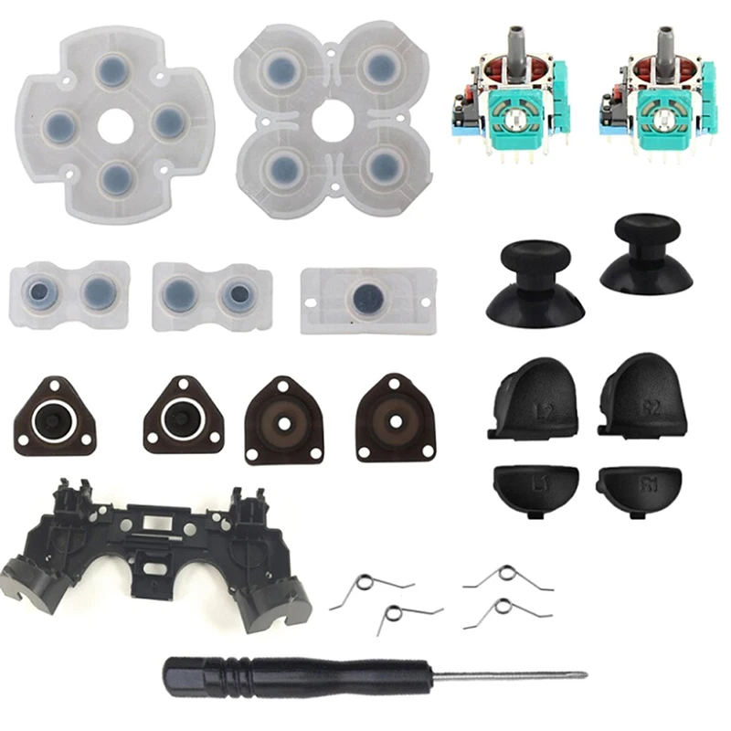 For PS4 Controller Repair Set L1 R1 L2 R2 Trigger Buttons 3D analog Joysticks Thumb Sticks Cap