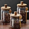 Kitchen Glass Jar Grains Coffee Beans Tealeaf Storage Containers with Wood Spoon Lid Clear Spice Jar Moisture-proof Storage Tank 2