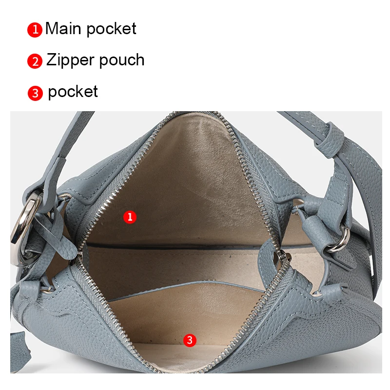 The First Layer of Cowhide Underarm Shoulder Bag 2026 New Niche Design Minimalist Blue Fashion Soft Leather Hand Saddle Bag 6