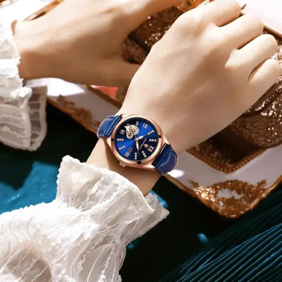 POEDAGAR Luxury Casual Watches For Women Waterproof Calendar Leather Ladies Watch High Quality Fashion Woman's Quartz Wristwatch 5
