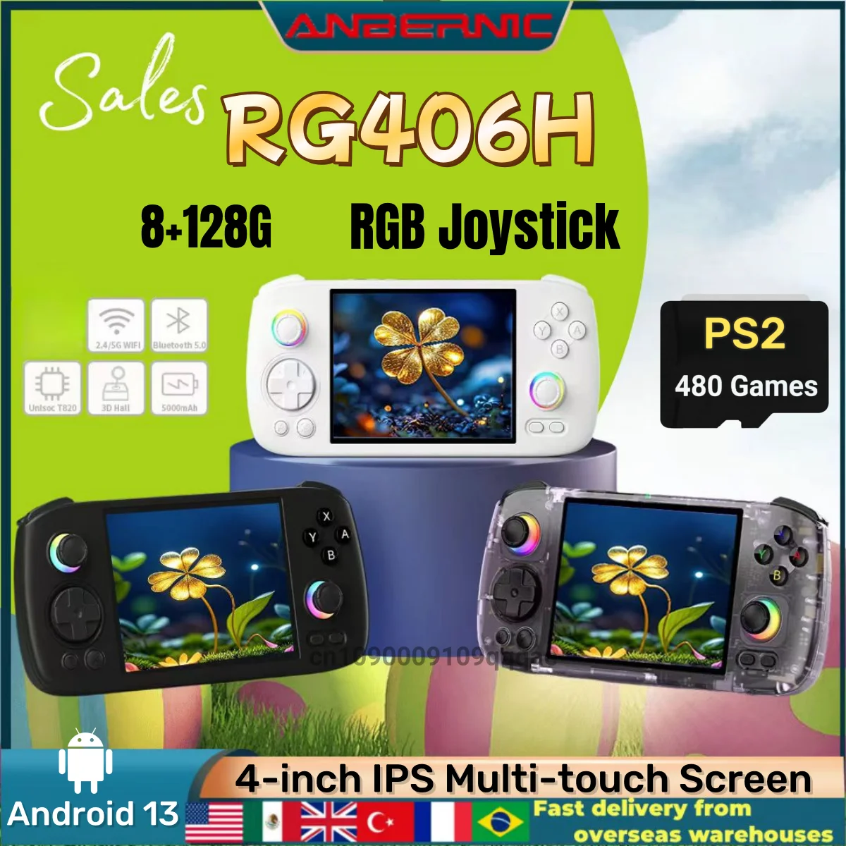 Anbernic RG406H 中古美品 ANBERNIC RG 406H Retro Handheld Game Console RG406H 4-inch