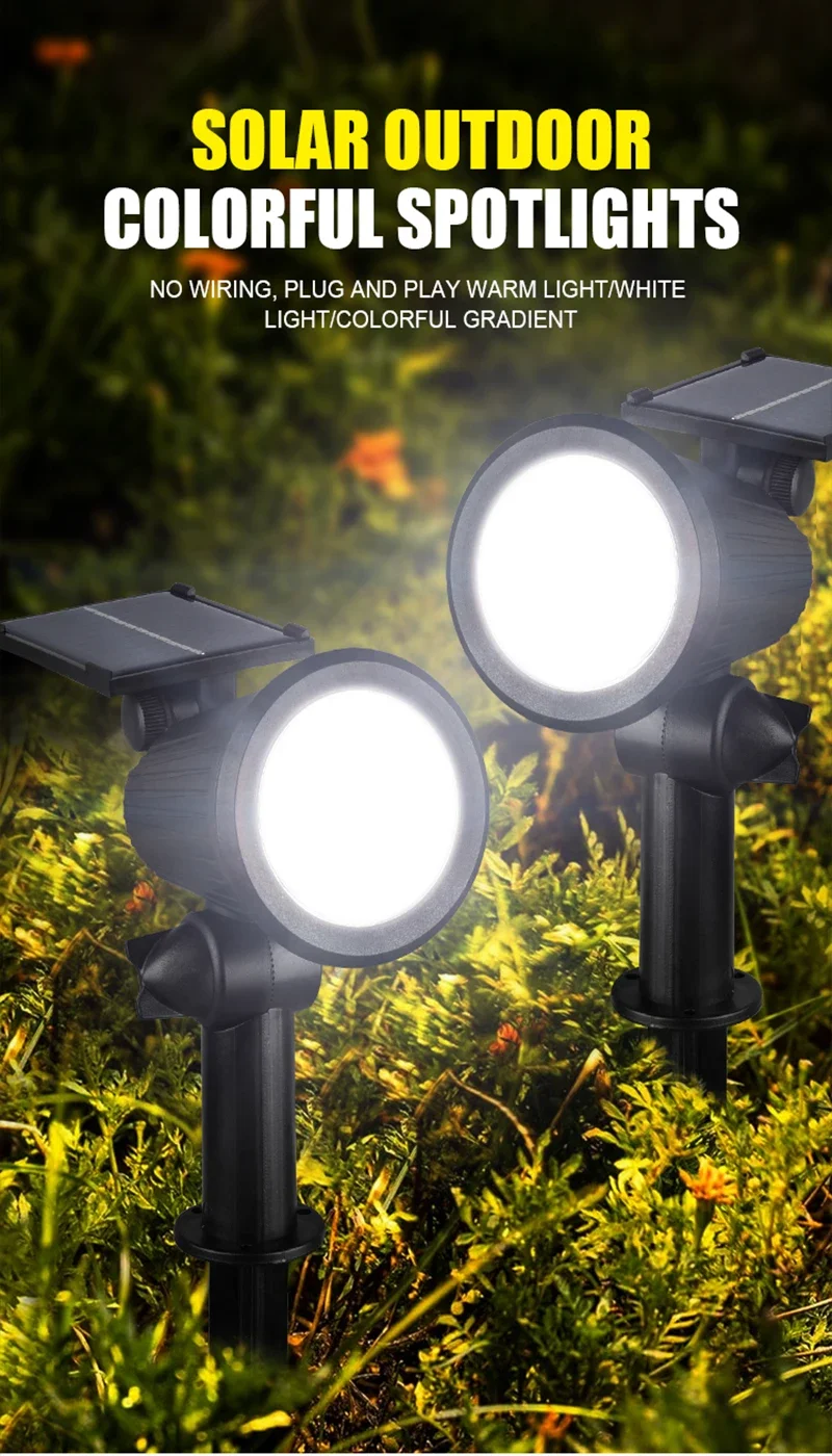 Description Picture 3 of item1/2Pcs Solar Powered 9LED Lamp Adjustable Solar Spotlight In-Ground IP65 Waterproof Landscape Wall Light Outdoor Lighting